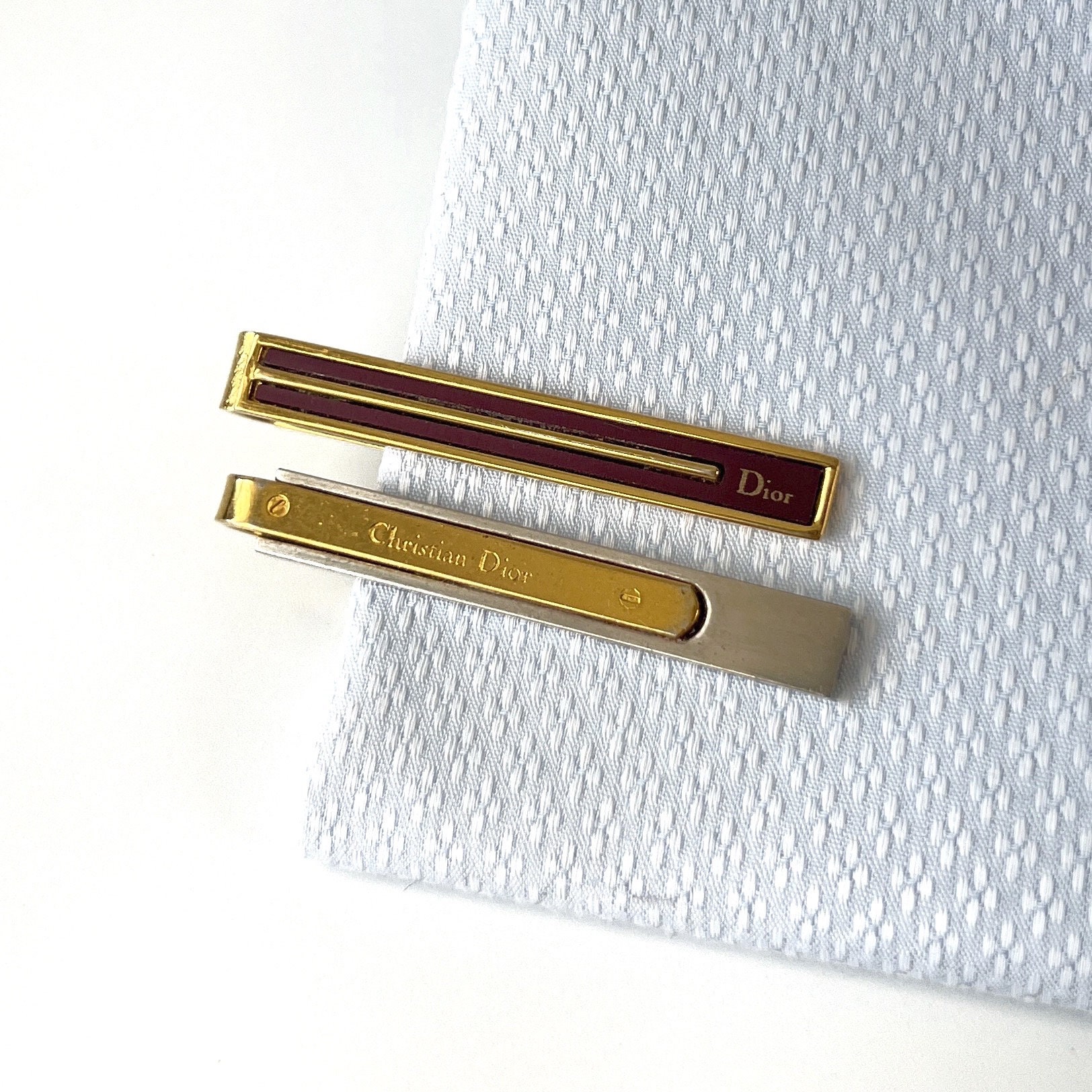 Christian Dior Vintage Square Dior Logo Goldtone Tie Pin In Original Box