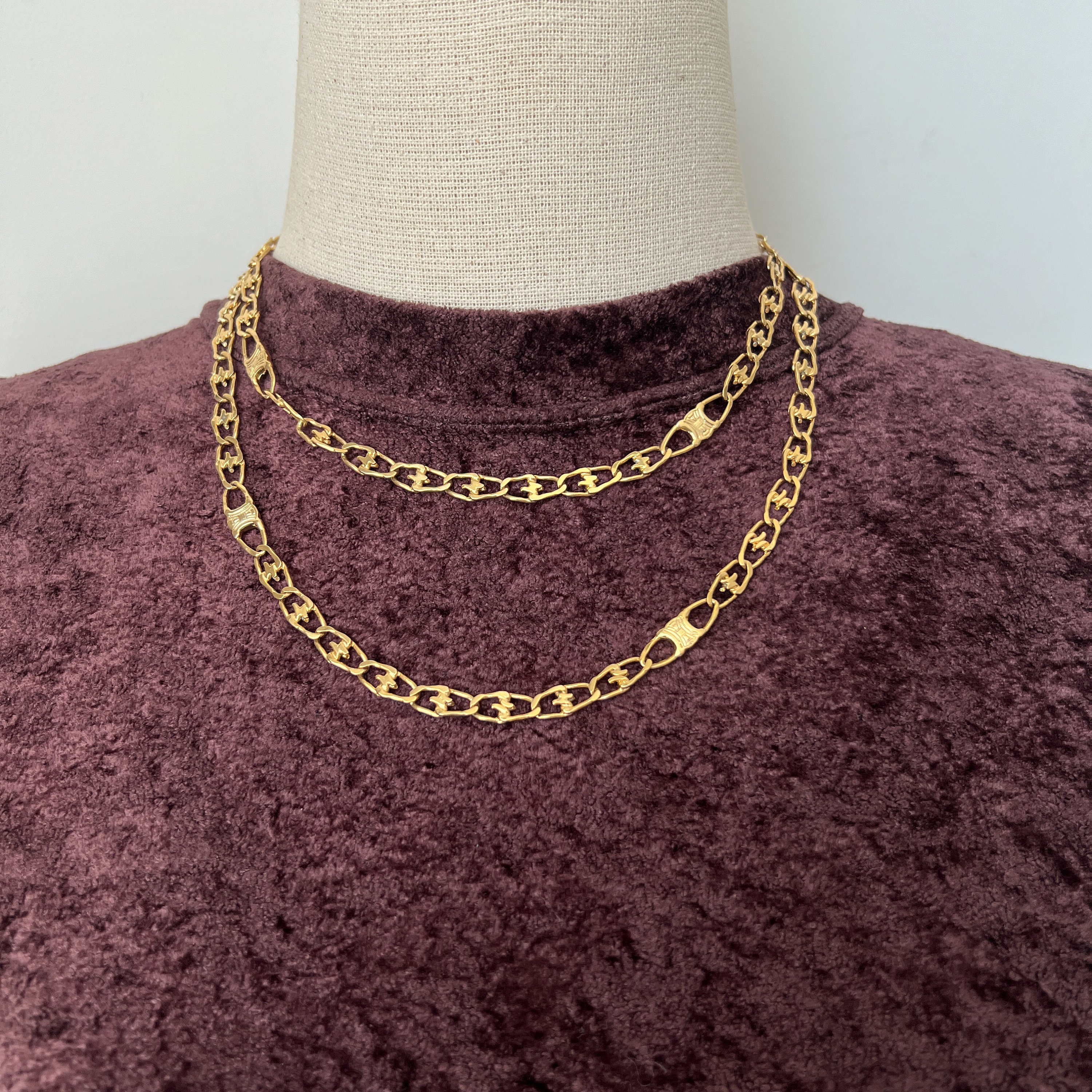美品.ケース付き‼️CELINE ♡ Vintage ♡ necklace CELINE Vintage Triomphe Chain Link Long Necklace - Etsy