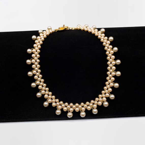 KENZO Vintage Floral Faux Pearl Necklace