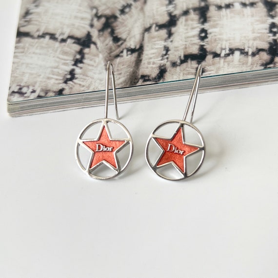 Christian Dior Vintage Logo Star Gold Plated Earrings - Gem
