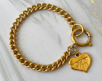 MOSCHINO ヴィンテージチェーン ハートチャームブレスレット - Etsy 日本