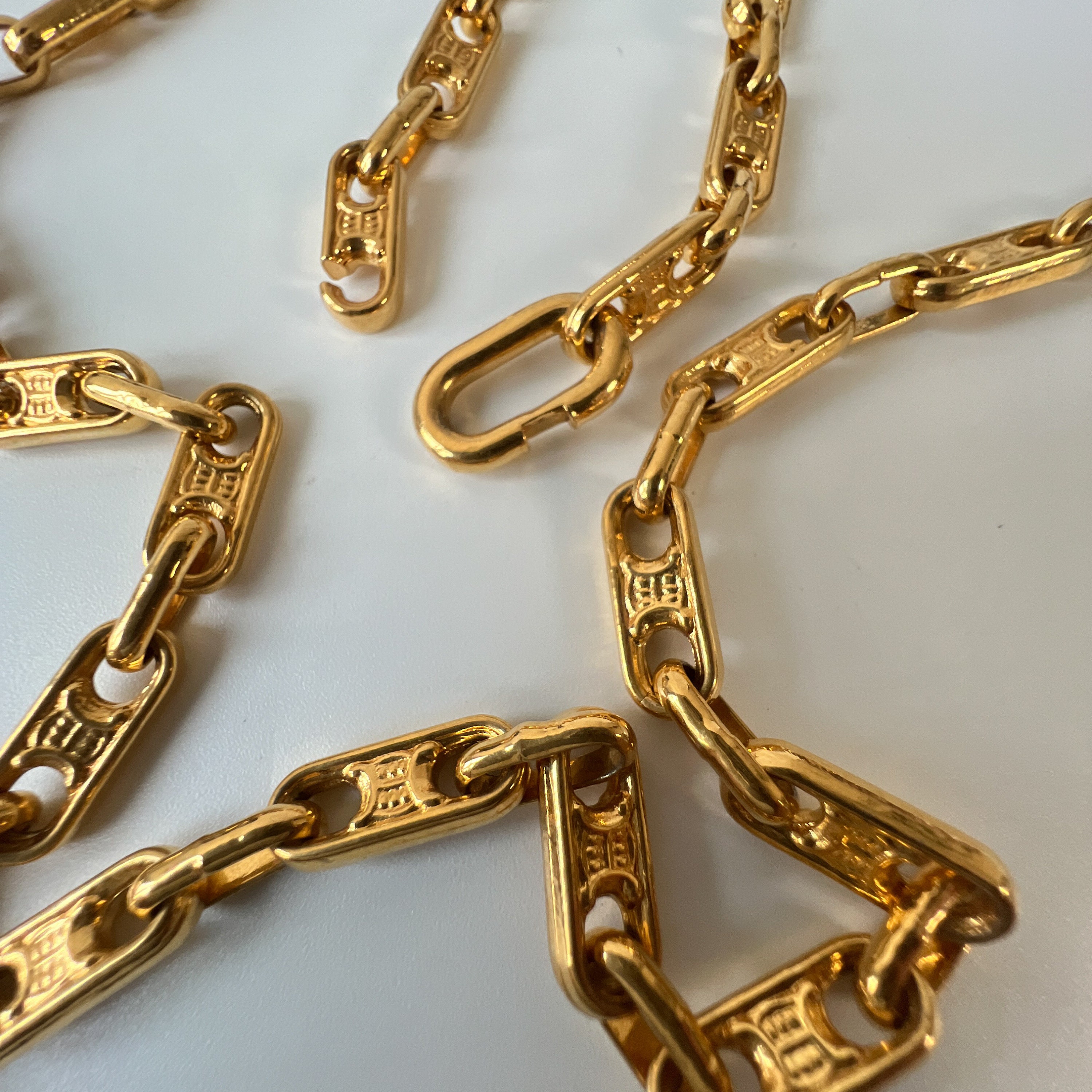 CELINE Vintage Triomphe Chain Link Long Necklace - Etsy