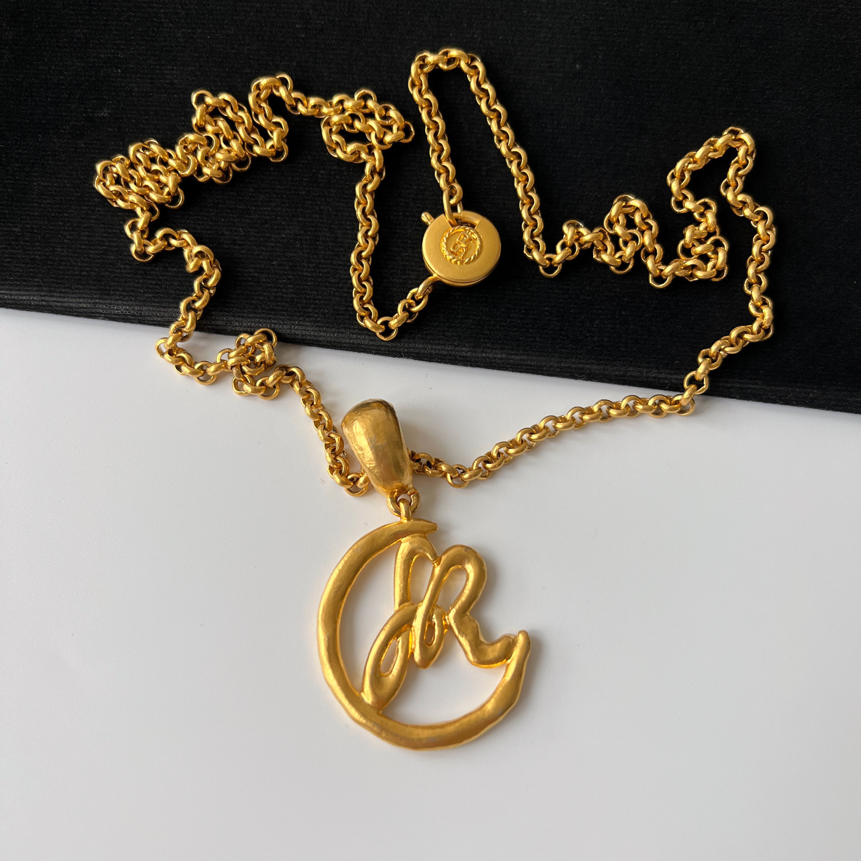 アクセサリー VINTAGE SONIA RYKIEL GOLD CHAIN NECKLASS Vintage Sonia Rykiel chain necklace with logo coin top