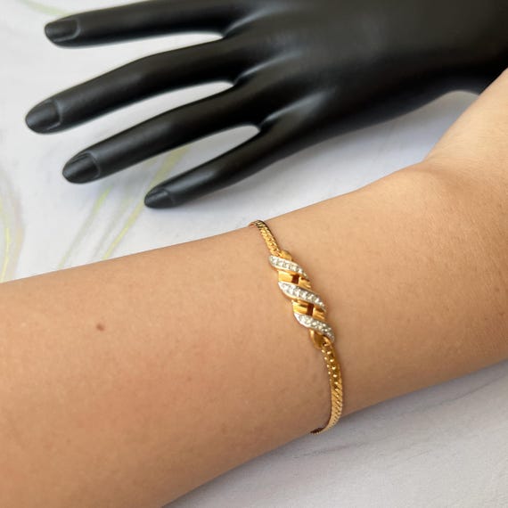 LANVIN Vintage Gold Plated Chain Bracelet - Etsy