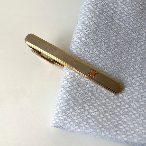 Céline Vintage Logo Gold and Silver Plated Tie Clip