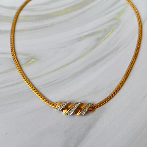 LANVIN Vintage Gold Plated Infinity with Crystal Necklace