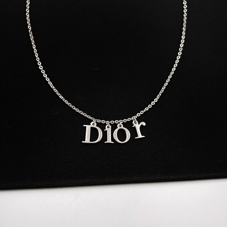 Christian Dior Vintage Dior Logo Charm Logo Necklace 