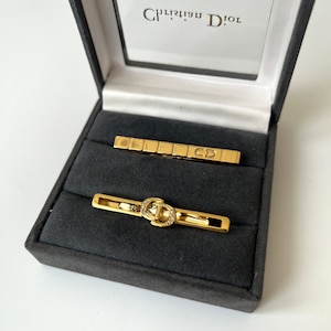 CHRISTIAN DIOR Vintage Gold Plated Tie Clip