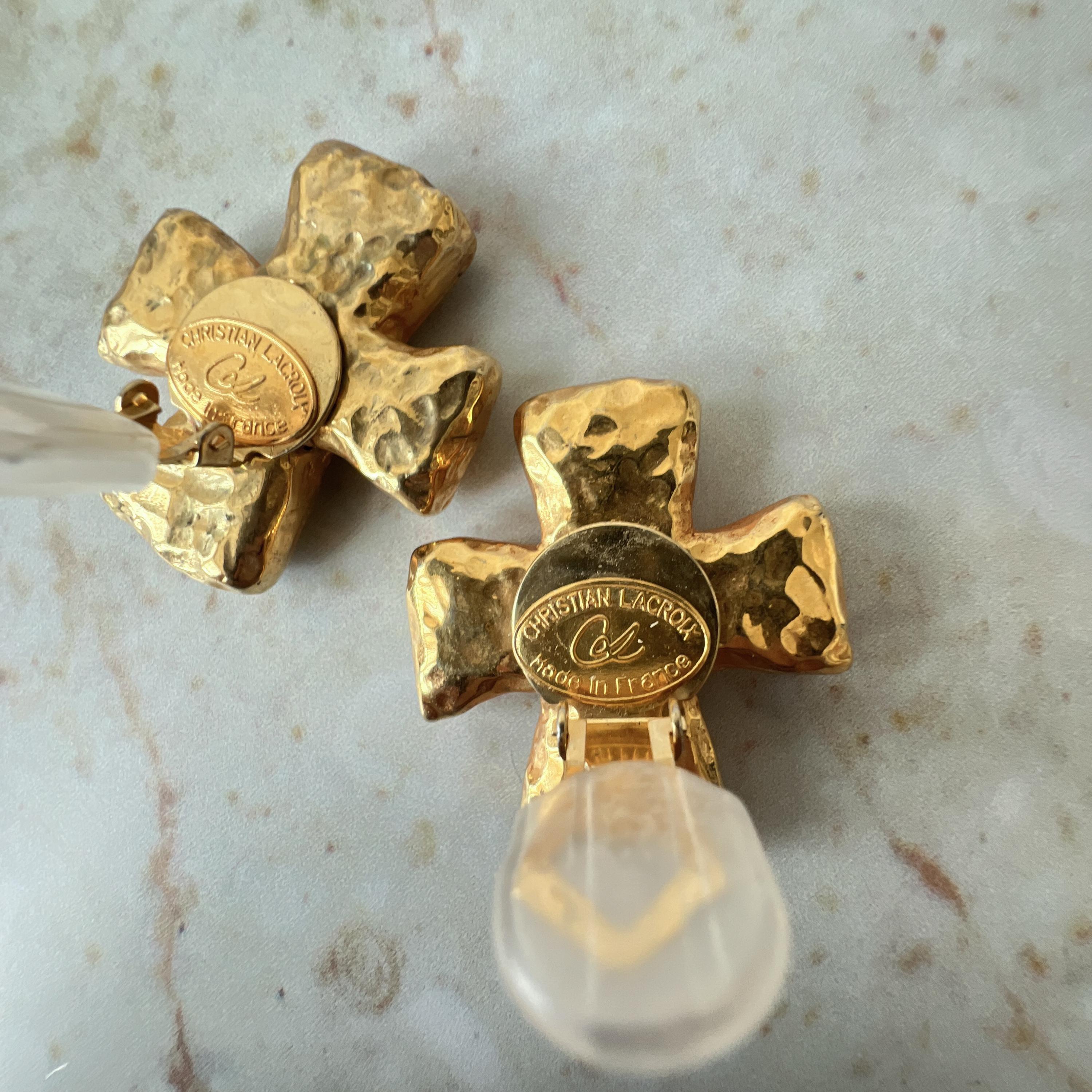 Christian Lacroix Vintage Cross Logo Clip-on Earrings - Etsy