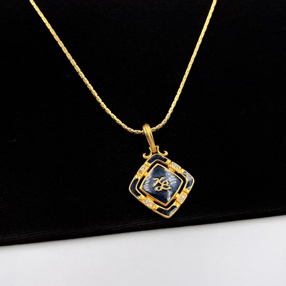 Karl Lagerfeld Vintage KL Enamel Pendant Necklace - image 1