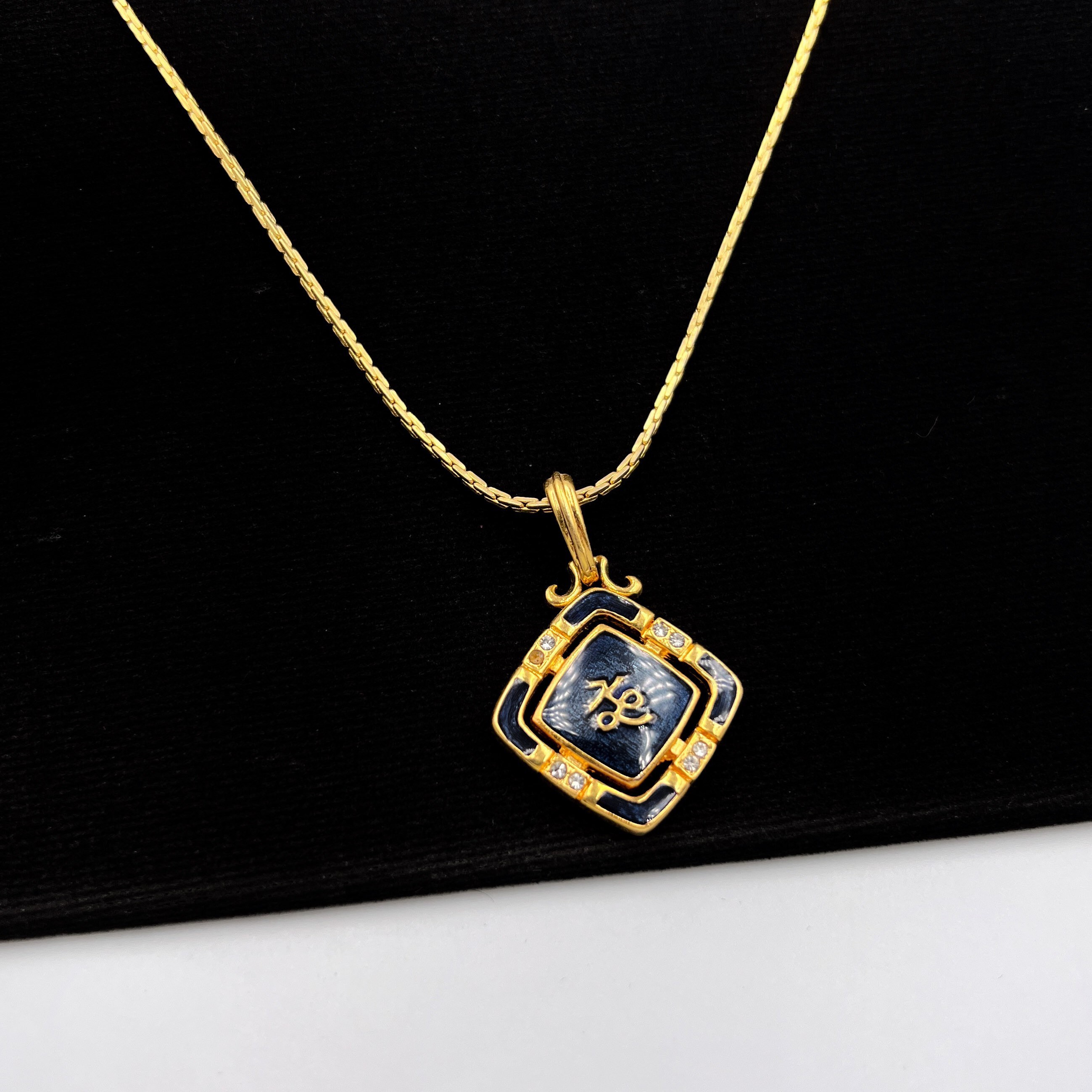 Karl Lagerfeld Vintage KL Enamel Pendant Necklace - Etsy