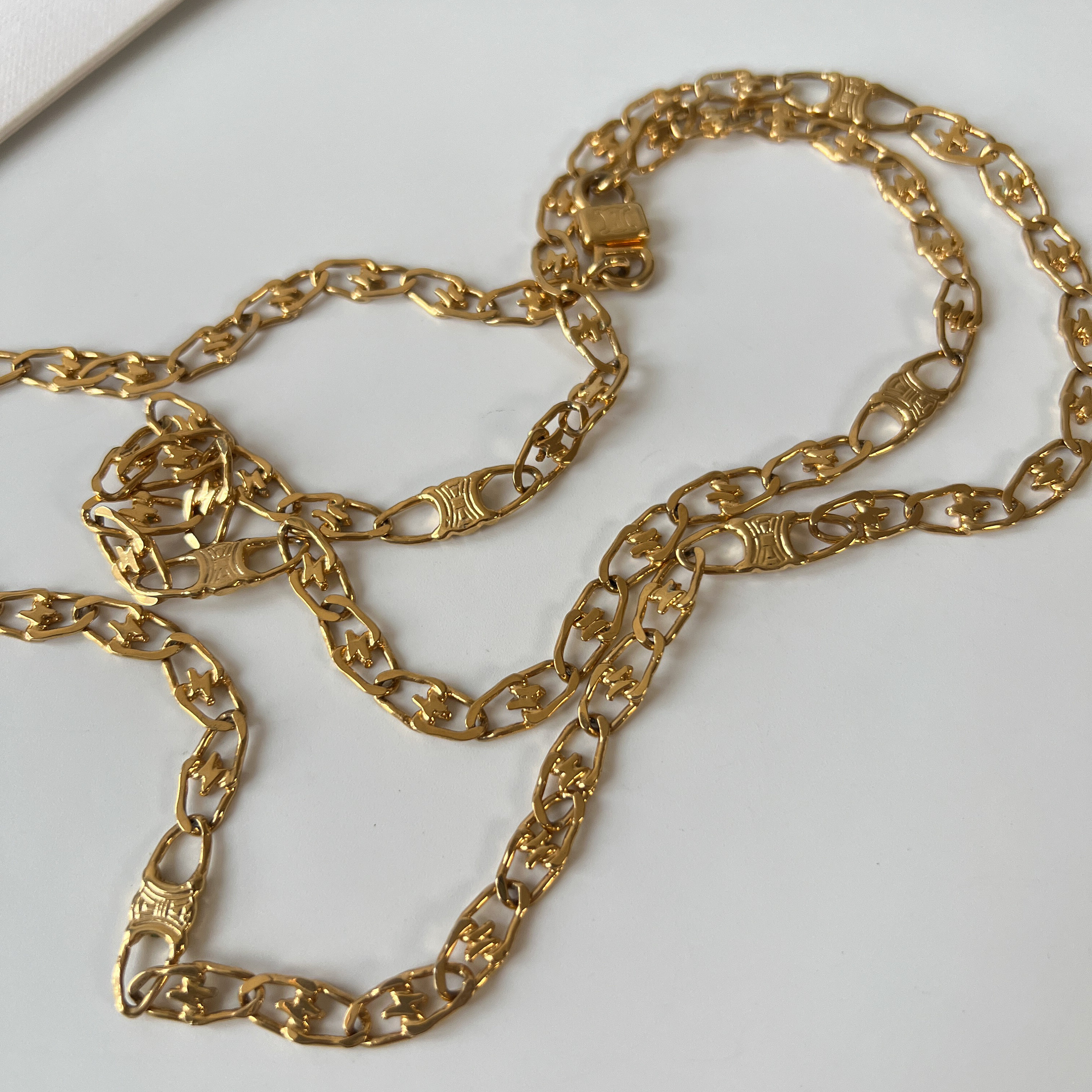 CELINE Vintage Triomphe Chain Link Long Necklace - Etsy