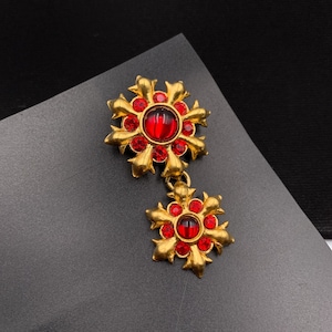 KENZO Vintage Gold Plated Crystal Drop Pin