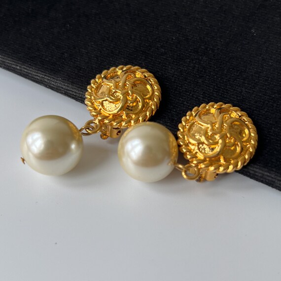 MOSCHINO Vintage Faux Pearl Drop Earrings - Gem