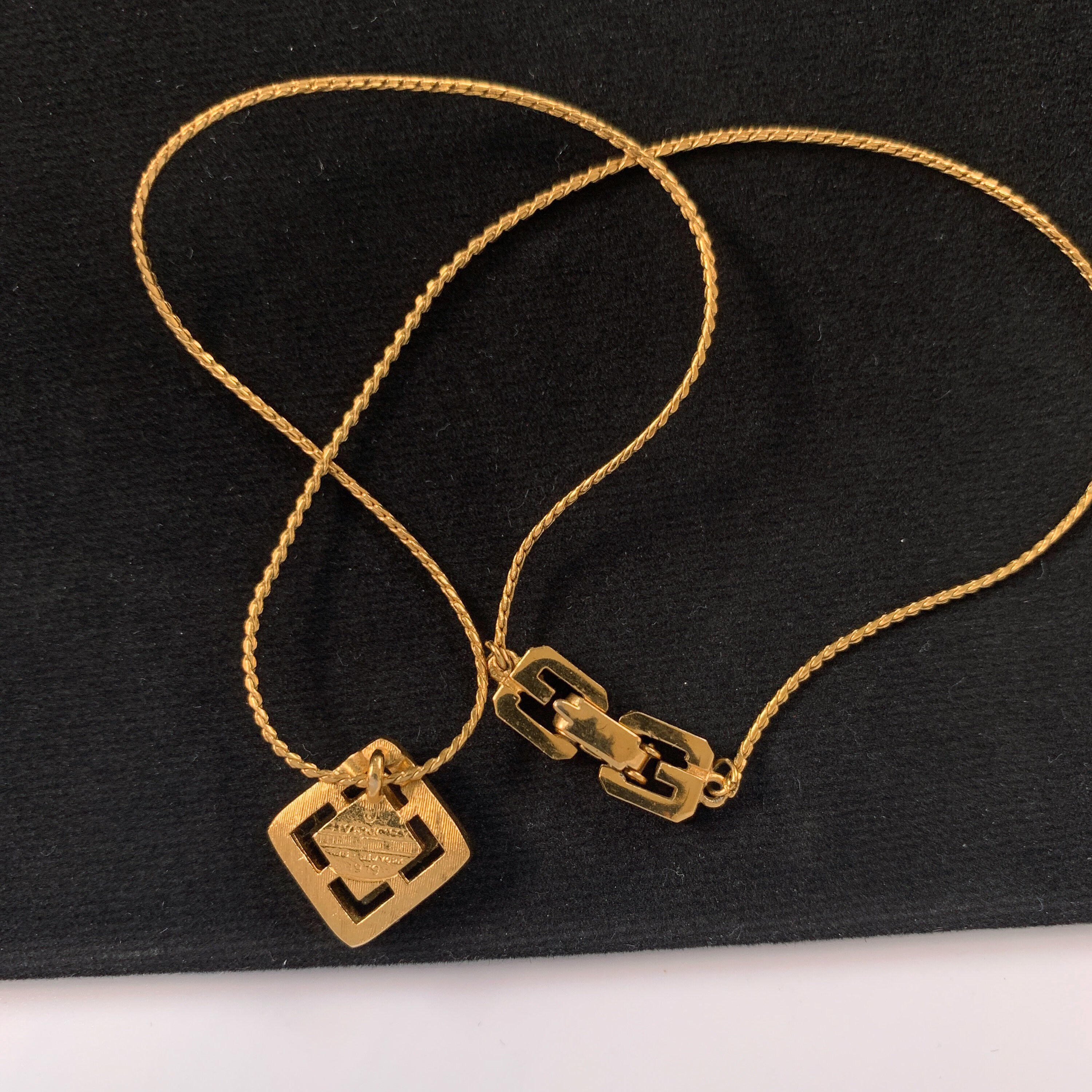 GIVENCHY Vintage Square black pendant Necklace | Etsy