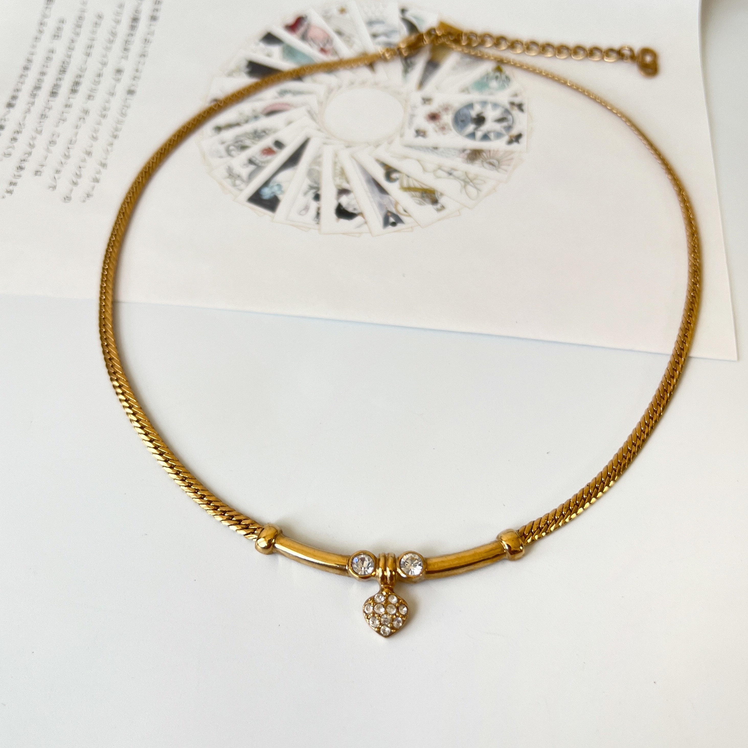 Christian Dior Gold Plated Crystal Choker Necklace