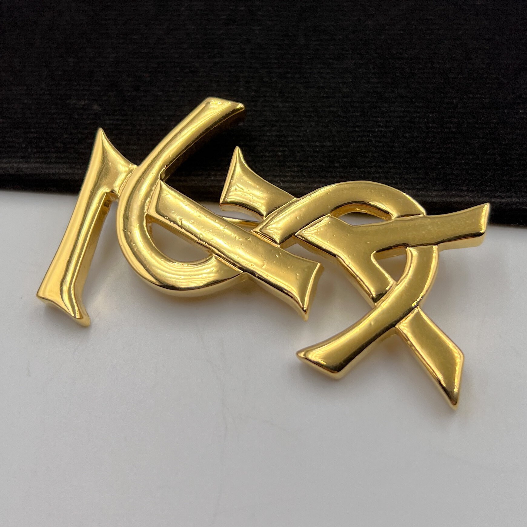 Yves Saint Laurent Vintage Logo Gold Plated Brooch - Etsy