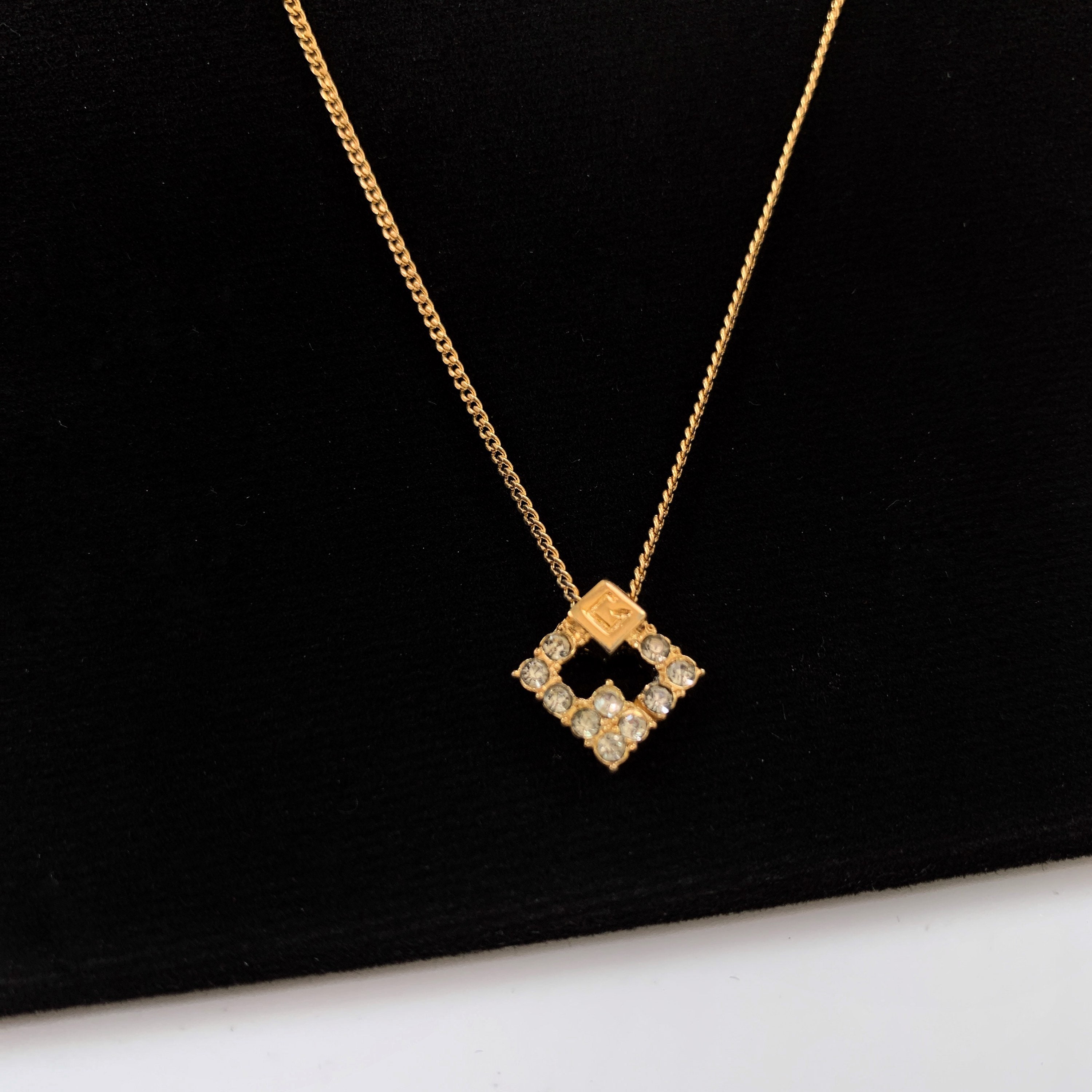 GIVENCHY Vintage G Square Crystal Logo 