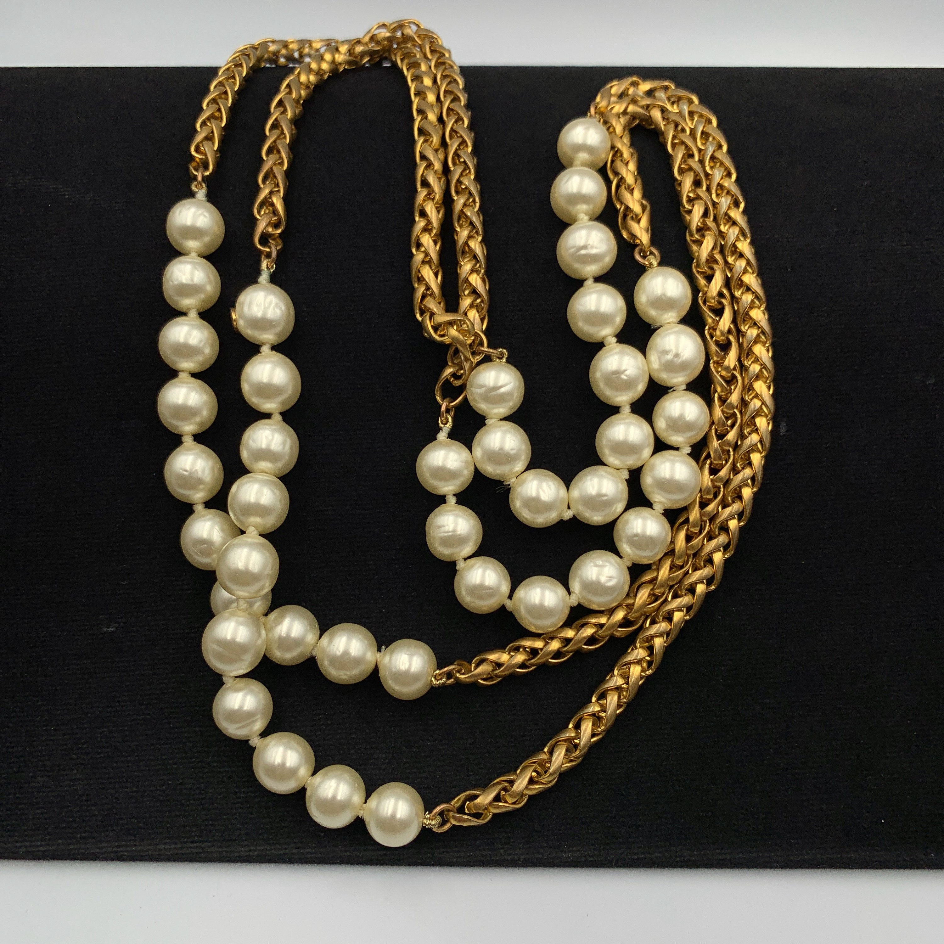 ヴィンテージ 90 年代 シャネル チェーンリンク フェイクパール