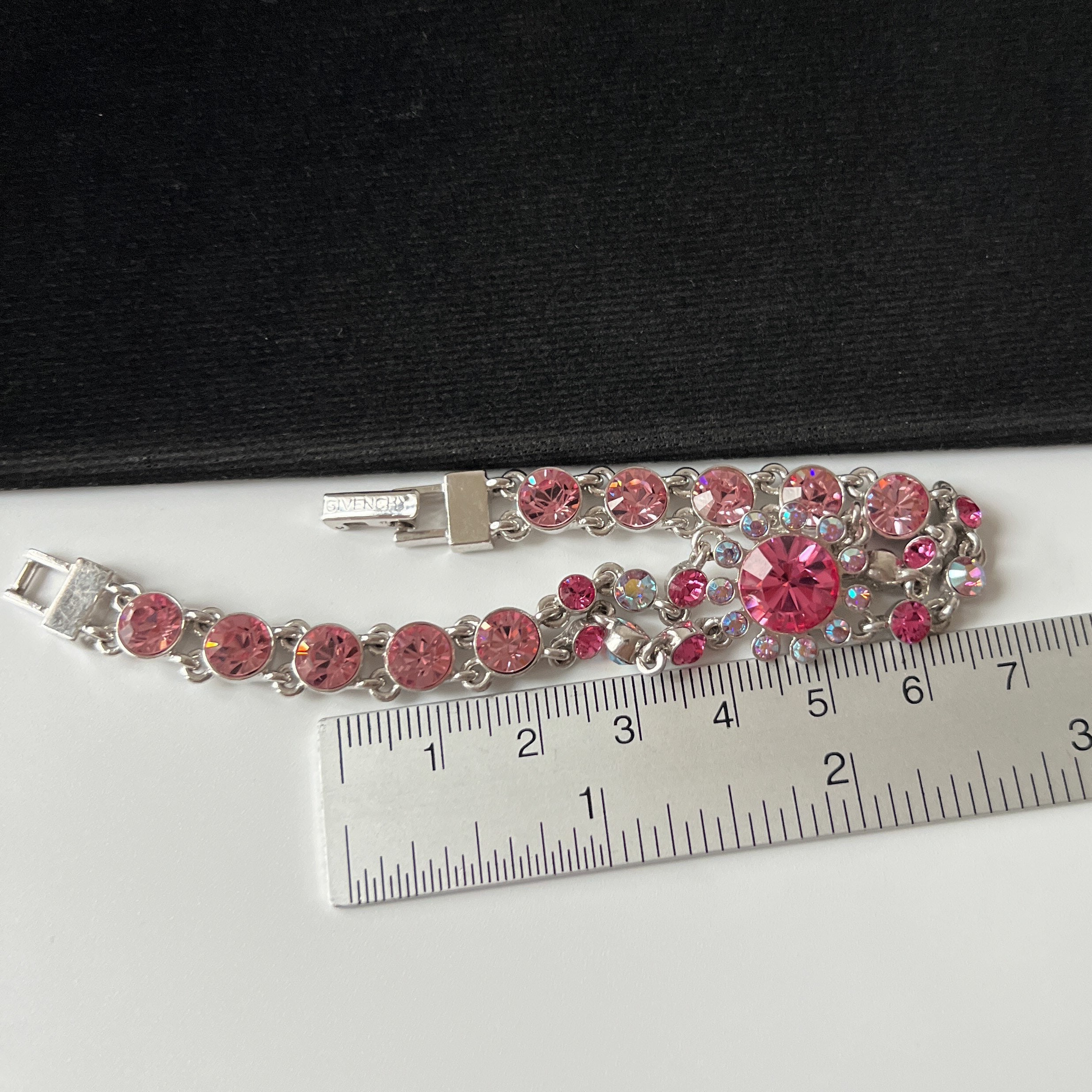 GIVENCHY Vintage Pink Crystal With Silver Plated Chain Bracelet - Etsy