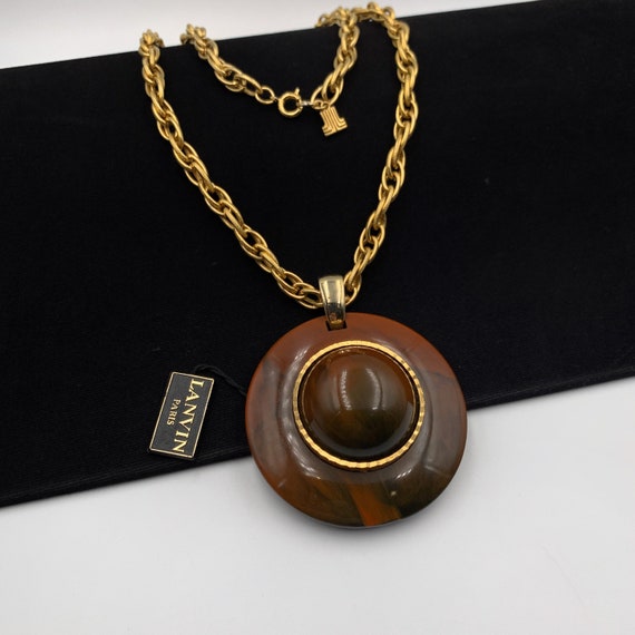 LANVIN Vintage Large Resin  Medallion Pendant Lon… - image 1