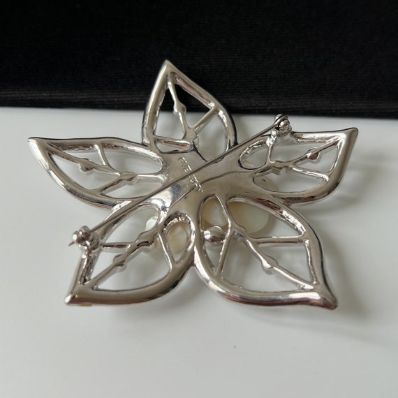 GIVENCHY Vintage Flower Silver Plated Brooch - image 6