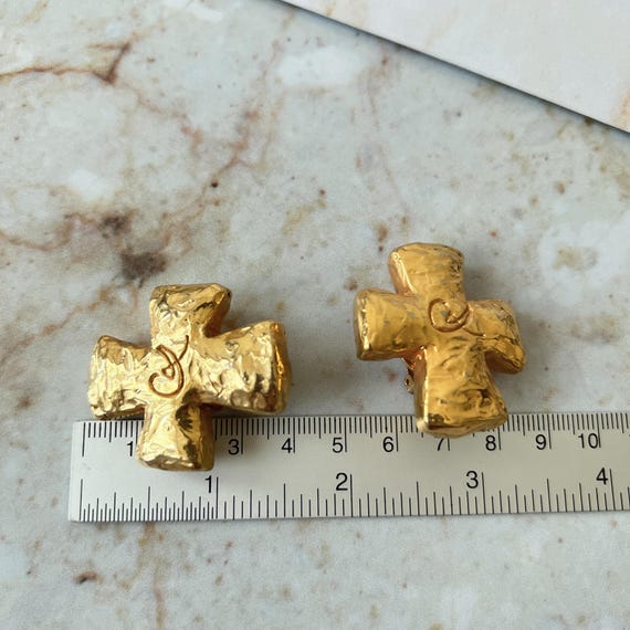 Christian Lacroix Vintage Cross Logo Clip-on Earrings - Etsy