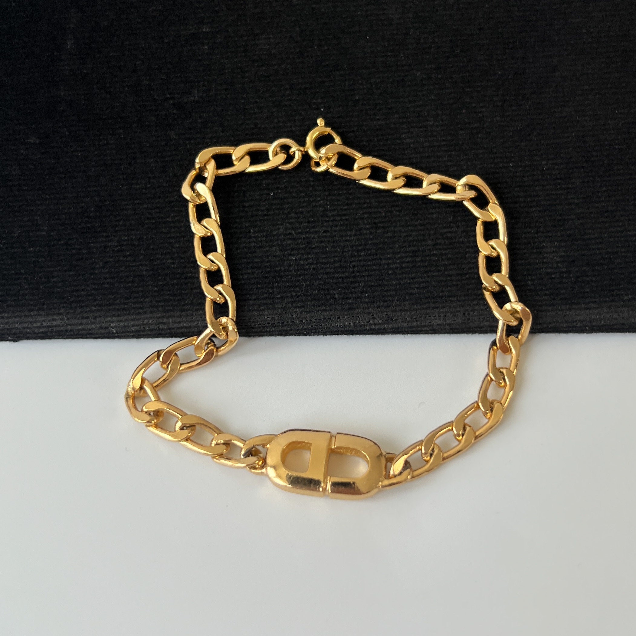 Christian Dior Vintage CD Chain Link Bracelet - Etsy