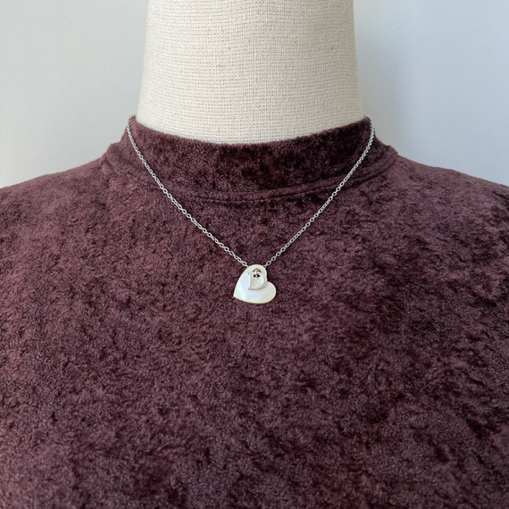 【Dior】Heart charm multi-chain necklace Christian Dior Vintage Heart D Silver Plated Charm Necklace