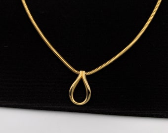 Christian Dior Vintage Gold Plated Pendant Snake Chain Necklace