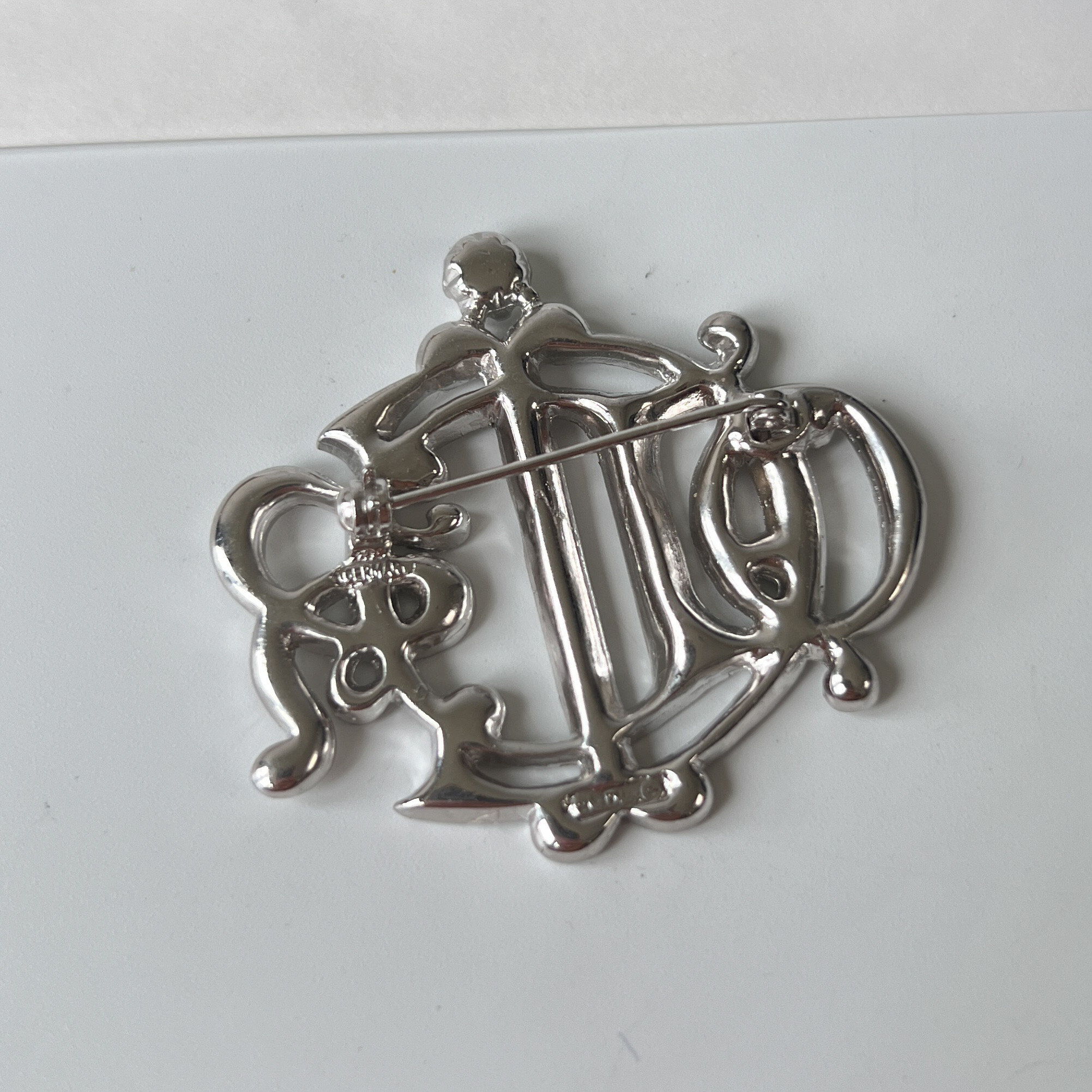 RARE CHRISTIAN DIOR CRYSTAL GOLD PLATED ZEBRA PIN BROOCH