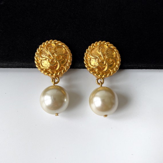 MOSCHINO Vintage Faux Pearl Drop Earrings - Gem