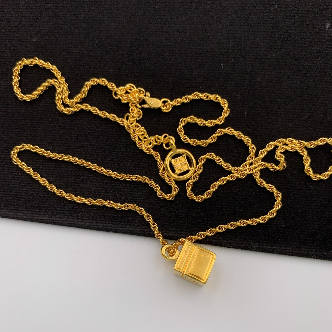 GIVENCHY Vintage Gold Plated G Cube Pendant Necklace - Etsy UK