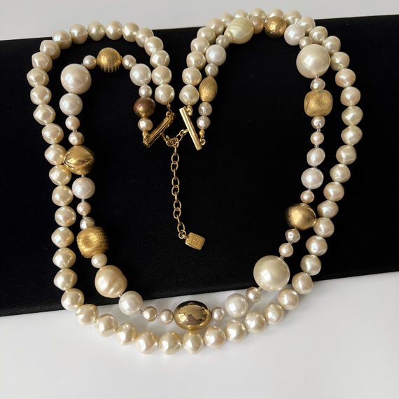Vintage GIVENCHY Pearl Rhinestone Signed Necklace | eBay
