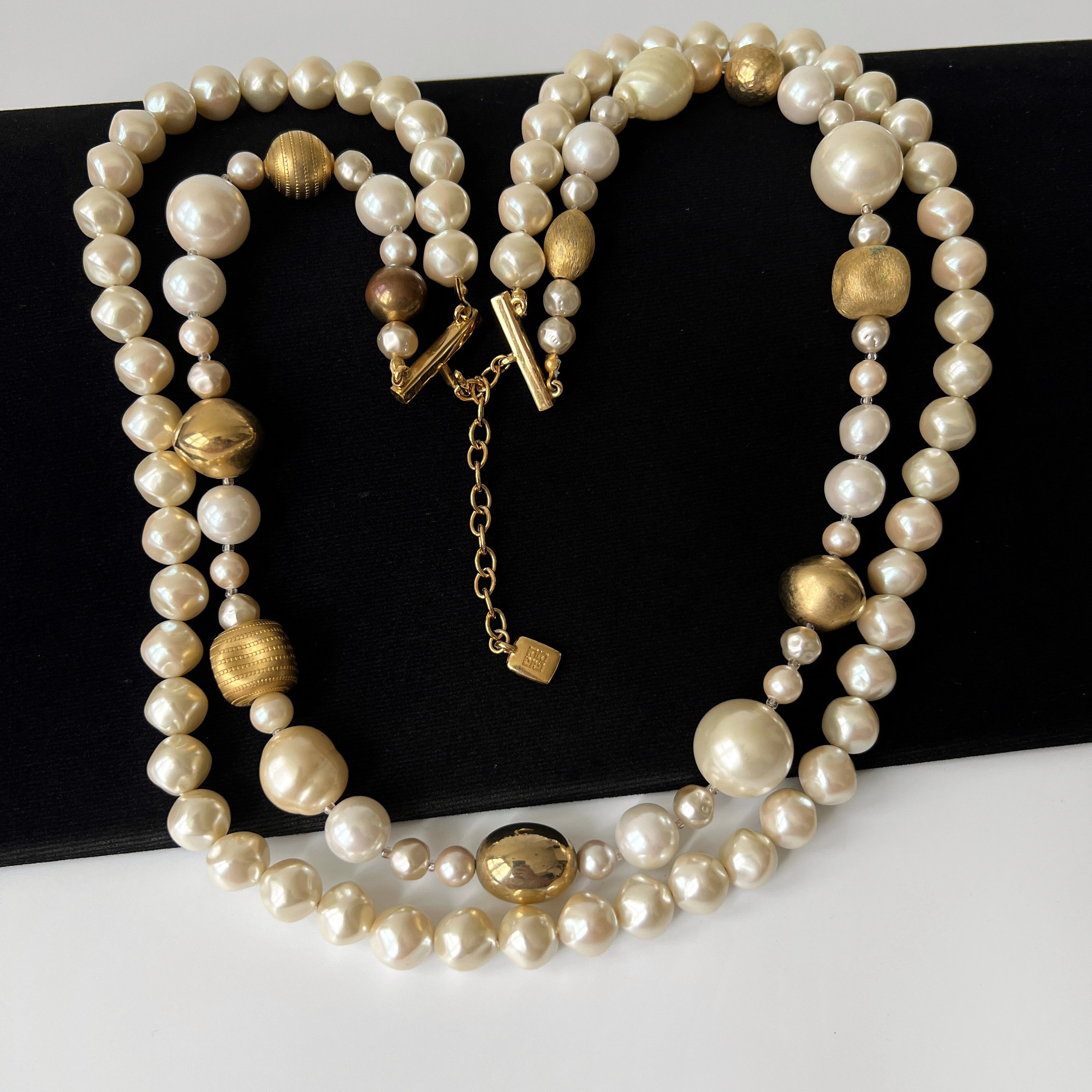 GIVENCHY Vintage Faux Pearl With Gold Plated Beaded Necklace - Etsy