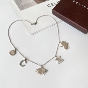 CELINE Vintage Macadam Letter C Charm Necklace