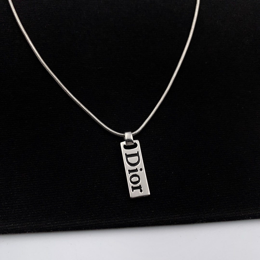 クリスチャン ディオール ヴィンテージ DIOR メッキ ロゴ ネックレス