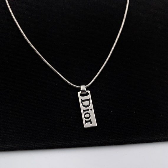 Christian Dior Vintage DIOR Plated Logo Necklace Etsy