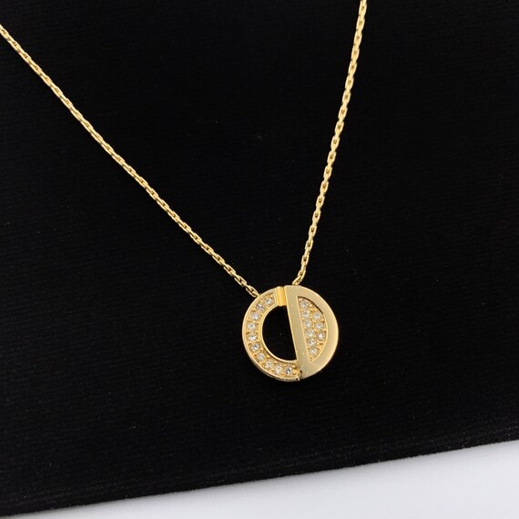 Christian Dior CD Circle Crystal Logo Necklace Etsy Singapore