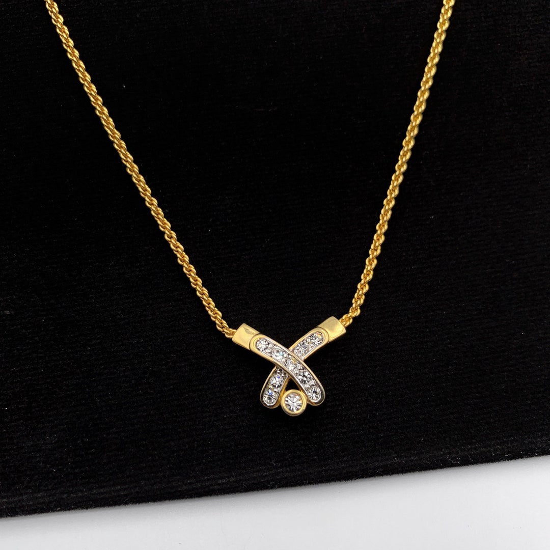 アクセサリー Christian Dior Cross Necklace Vintage CHRISTIAN DIOR * Vintage Jewelled Cross Pendant Necklace