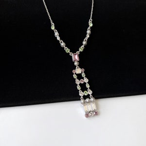 GIVENCHY Vintage Crystal Pendant Silver Plated Necklace