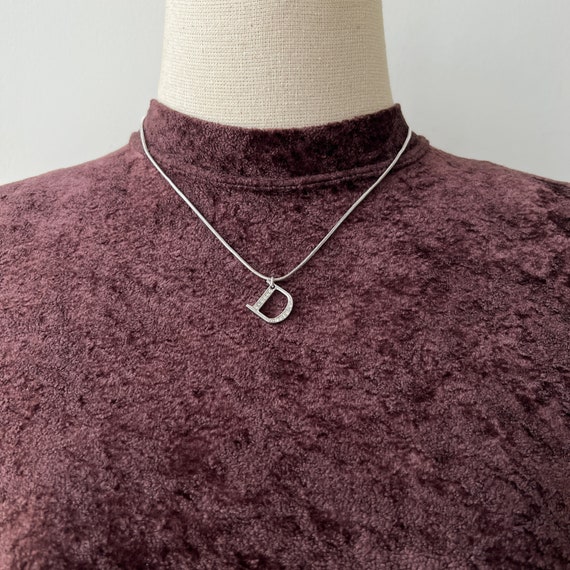 Christian Dior Vintage D Crystal Pendant Necklace - Etsy