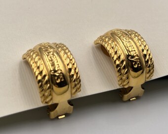 BURBERRYS Vintage Gold Plated Logo Clip on Earrings - Etsy