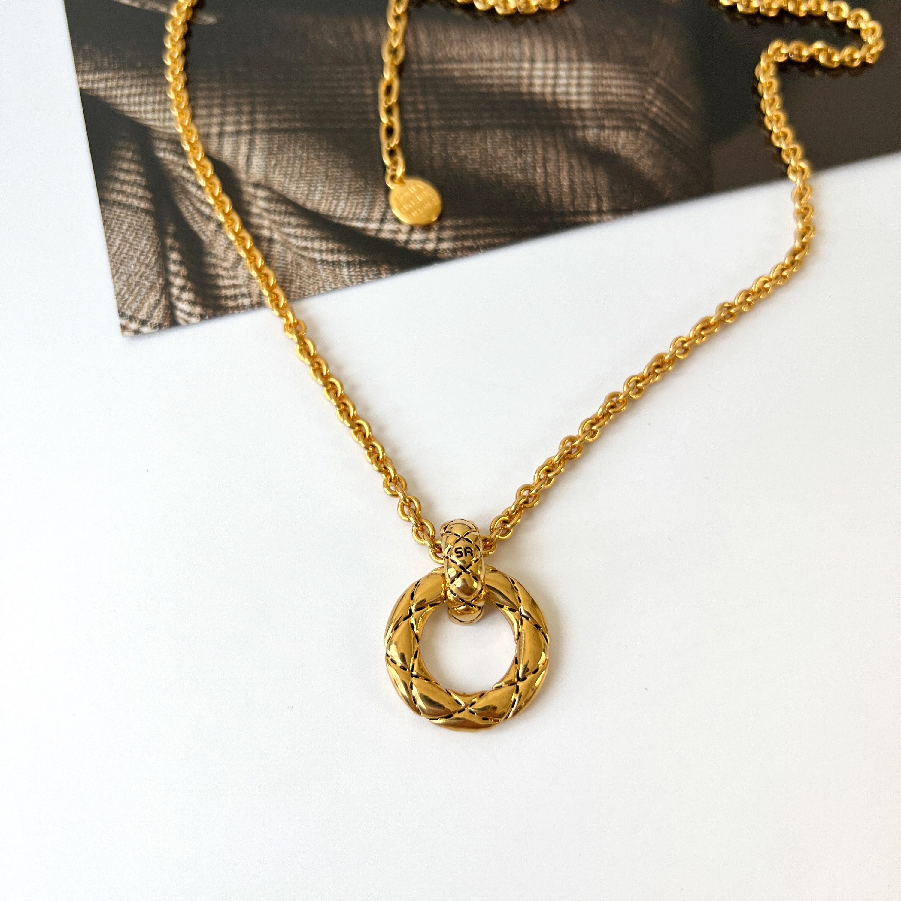 SONIA RYKIEL Vintage Hoop Pendant Quilted Necklace - Etsy
