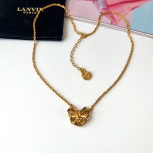 LANVIN Vintage Gold Plated Bow Necklace