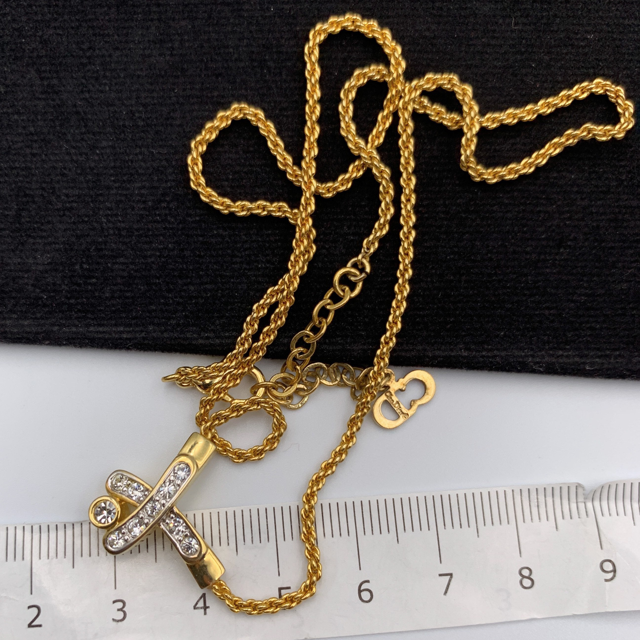 Christian Dior Vintage Cross Crystal Pendant Necklace - Etsy