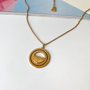 LANVIN Vintage Gold Plated Circle Logo Necklace