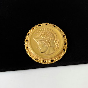 MIRIAM HASKELL Vintage Medallion Gold Plated Brooch