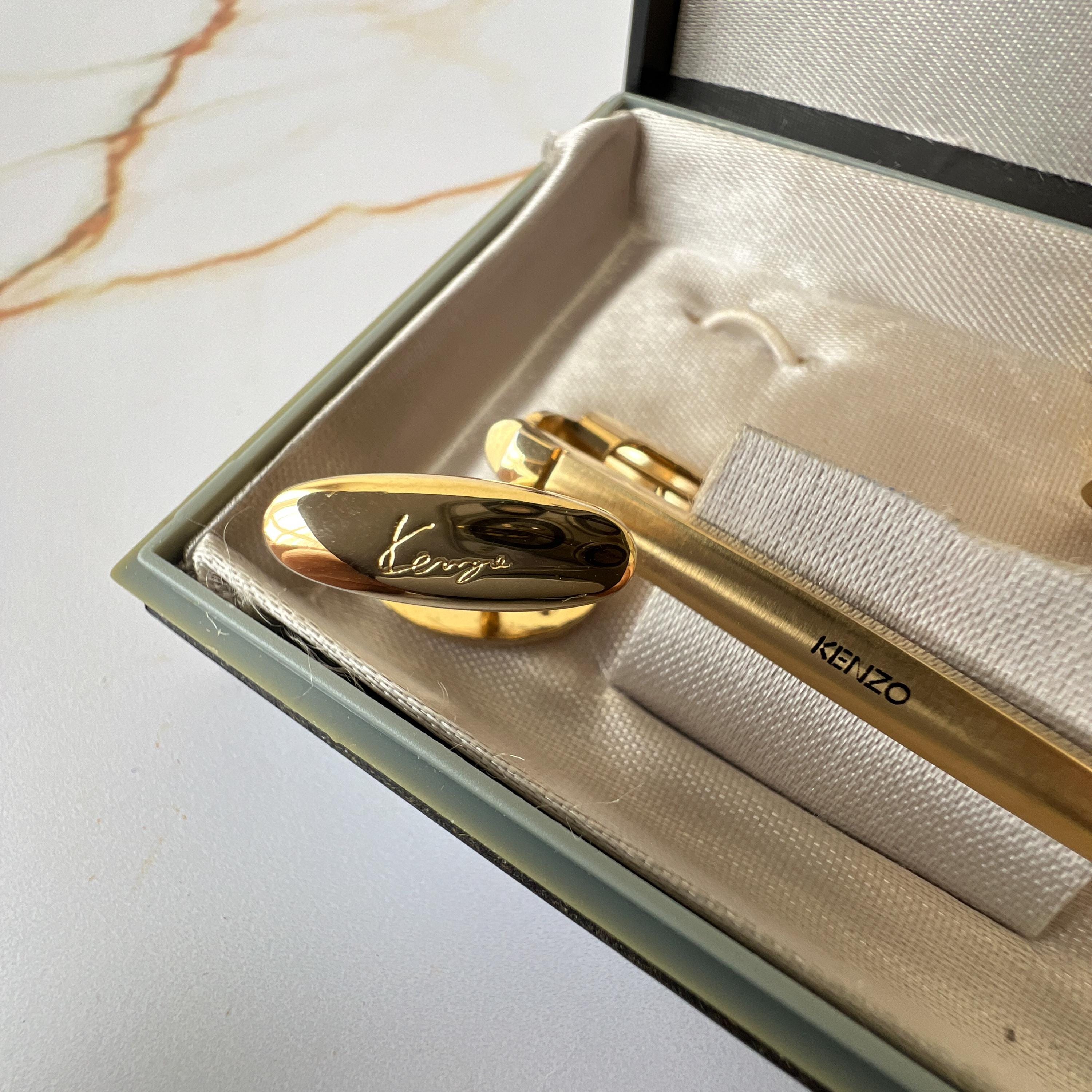 KENZO Vintage Gold Plated Cufflinks and Tie Clip - Etsy
