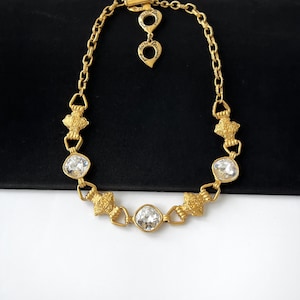 Yves Saint Laurent Vintage Gold Plated with Crystal Choker Necklace